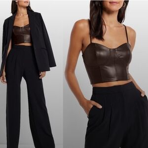 Express Brown Sleeveless Bustier Crop Top